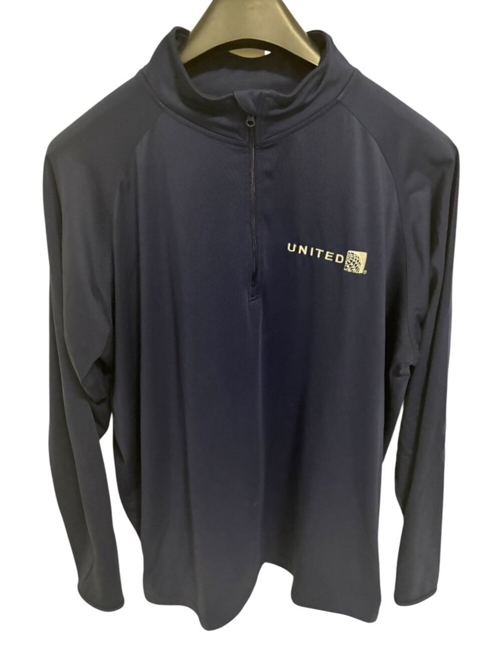 United Airlines 1/4 Zip Pullover LS Shirt Mens Size XXL Navy Blue